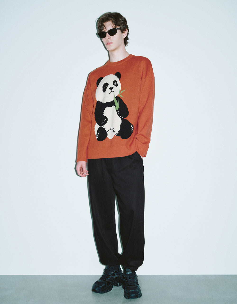 Panda Embroidered Knitted T-Shirt