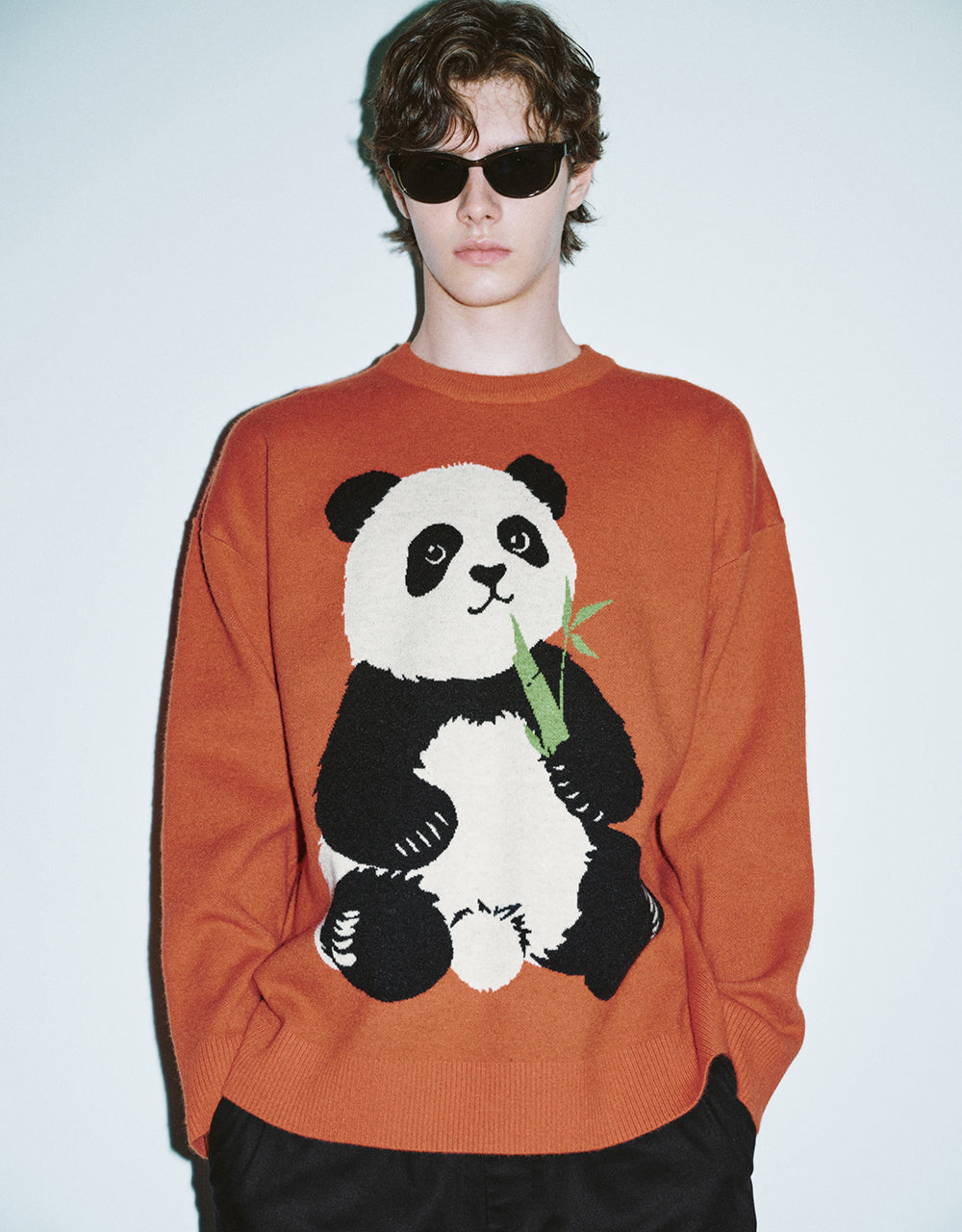 Panda Embroidered Knitted T-Shirt