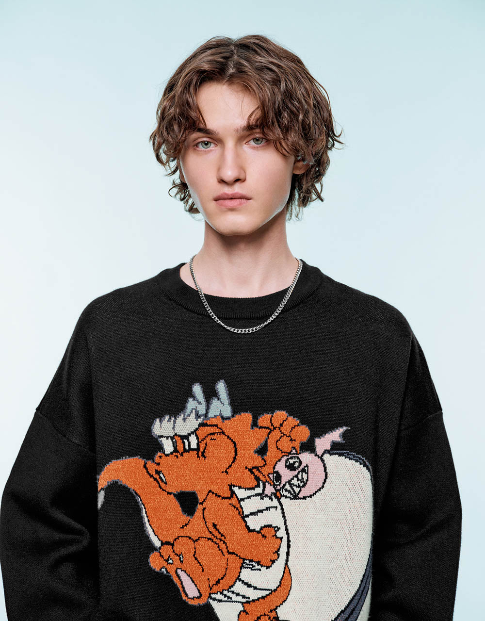 Dragon Embroidered Knitted T-Shirt