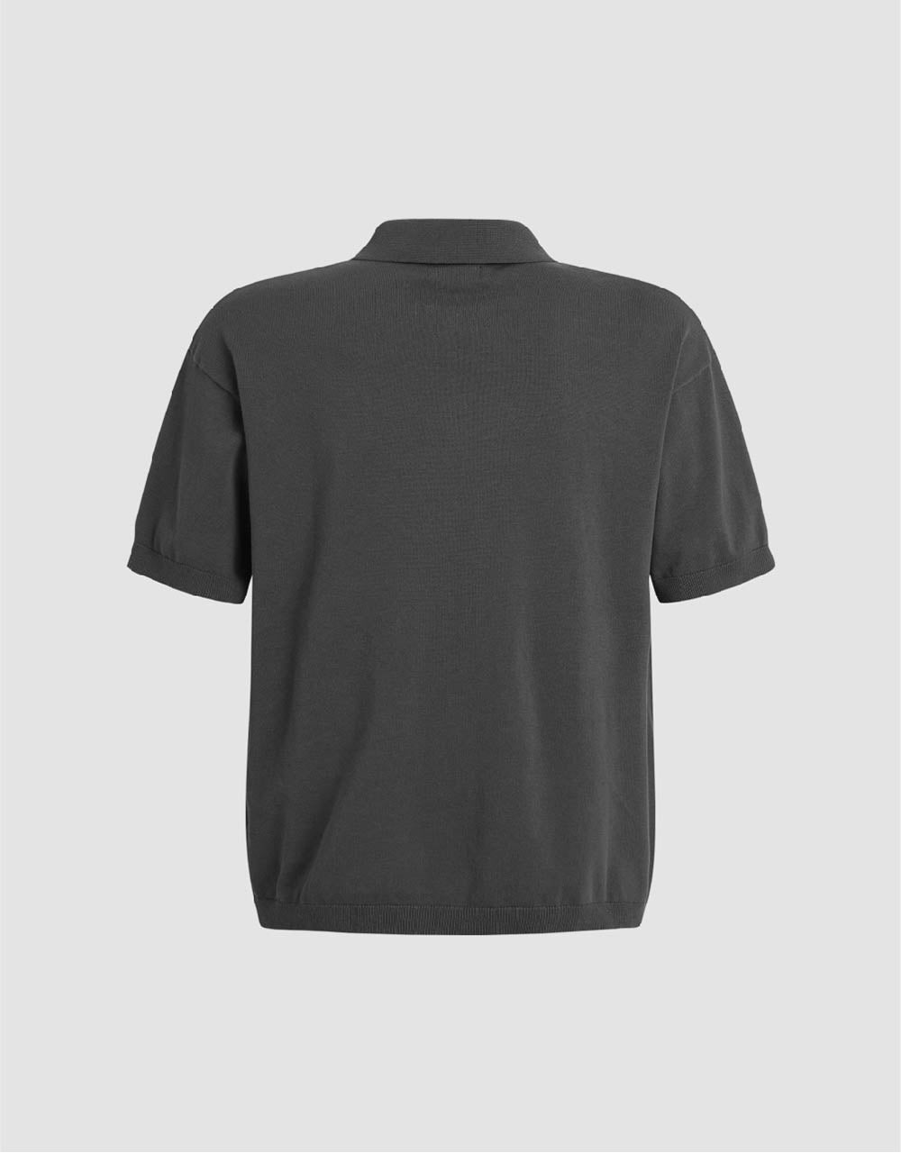 Button Half Placket Embossed Knitted T-Shirt