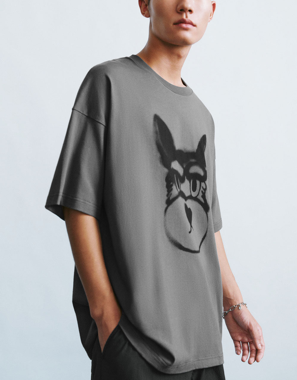 Dog Printed Crew Neck T-Shirt