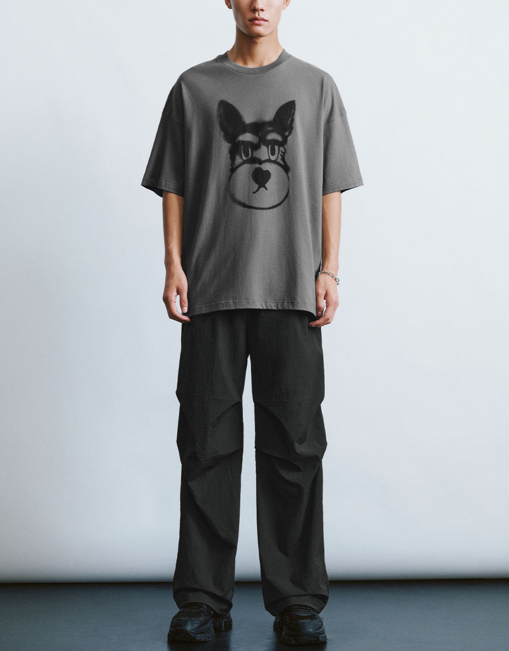 Dog Printed Crew Neck T-Shirt