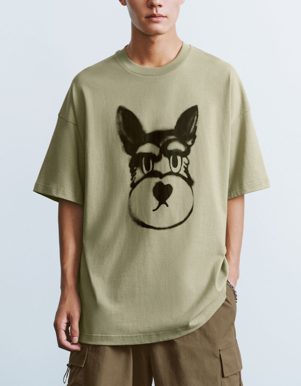 Dog Printed Crew Neck T-Shirt