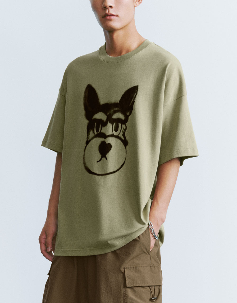 Dog Printed Crew Neck T-Shirt