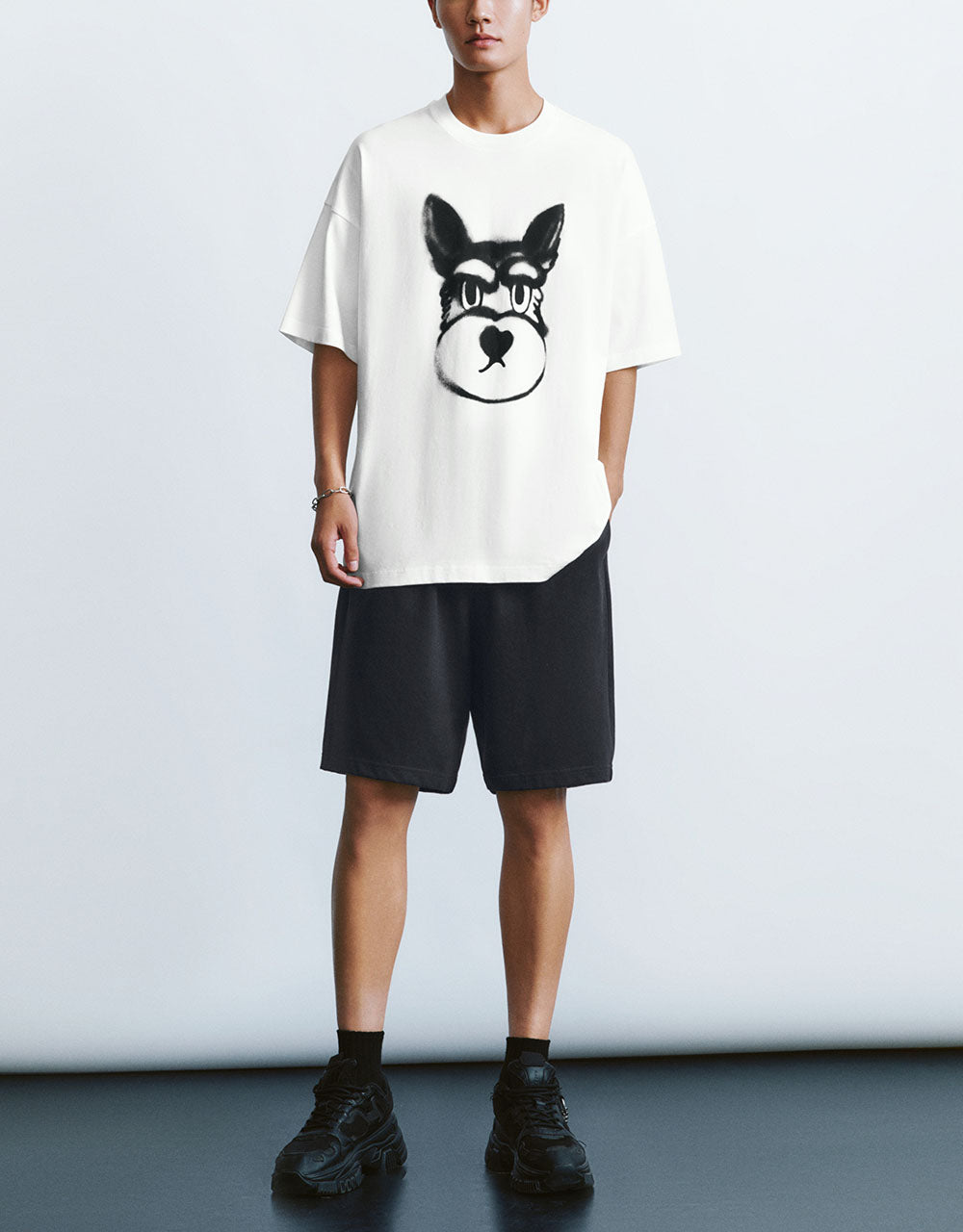 Dog Printed Crew Neck T-Shirt