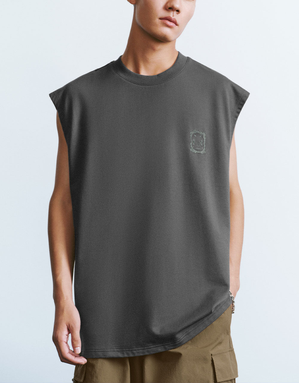 Printed Crew Neck Tank Top