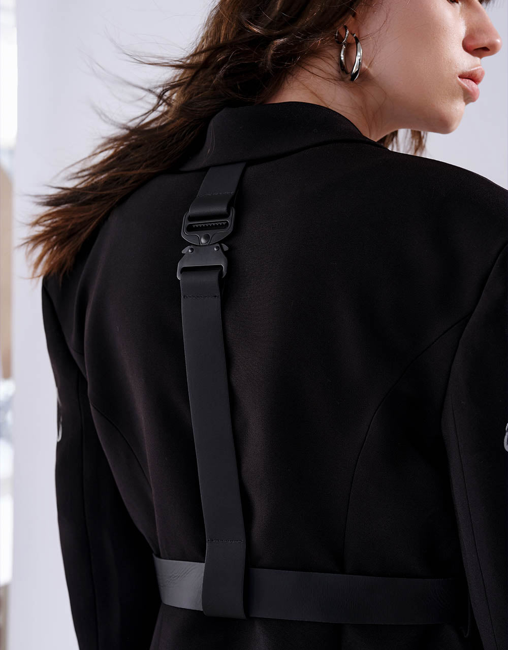 Letter Printed Tailored Blazer With Belt