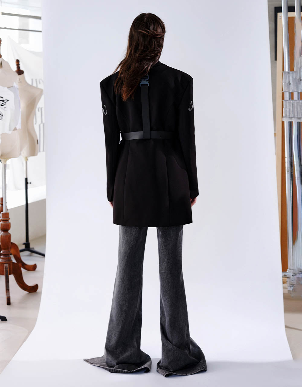 Letter Printed Tailored Blazer With Belt