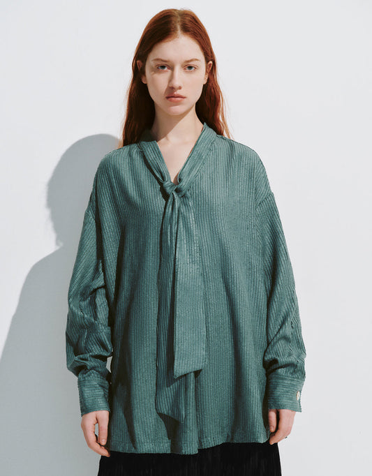 Keyhole Neck Oversized Blouse