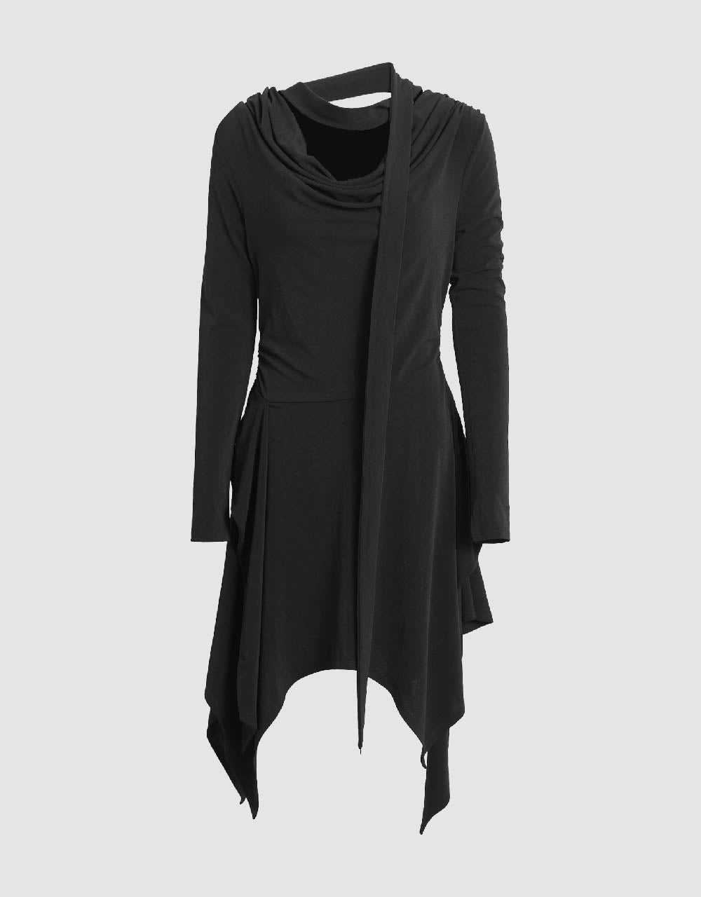 Asymmetric Cowl Neck Skinny Dress