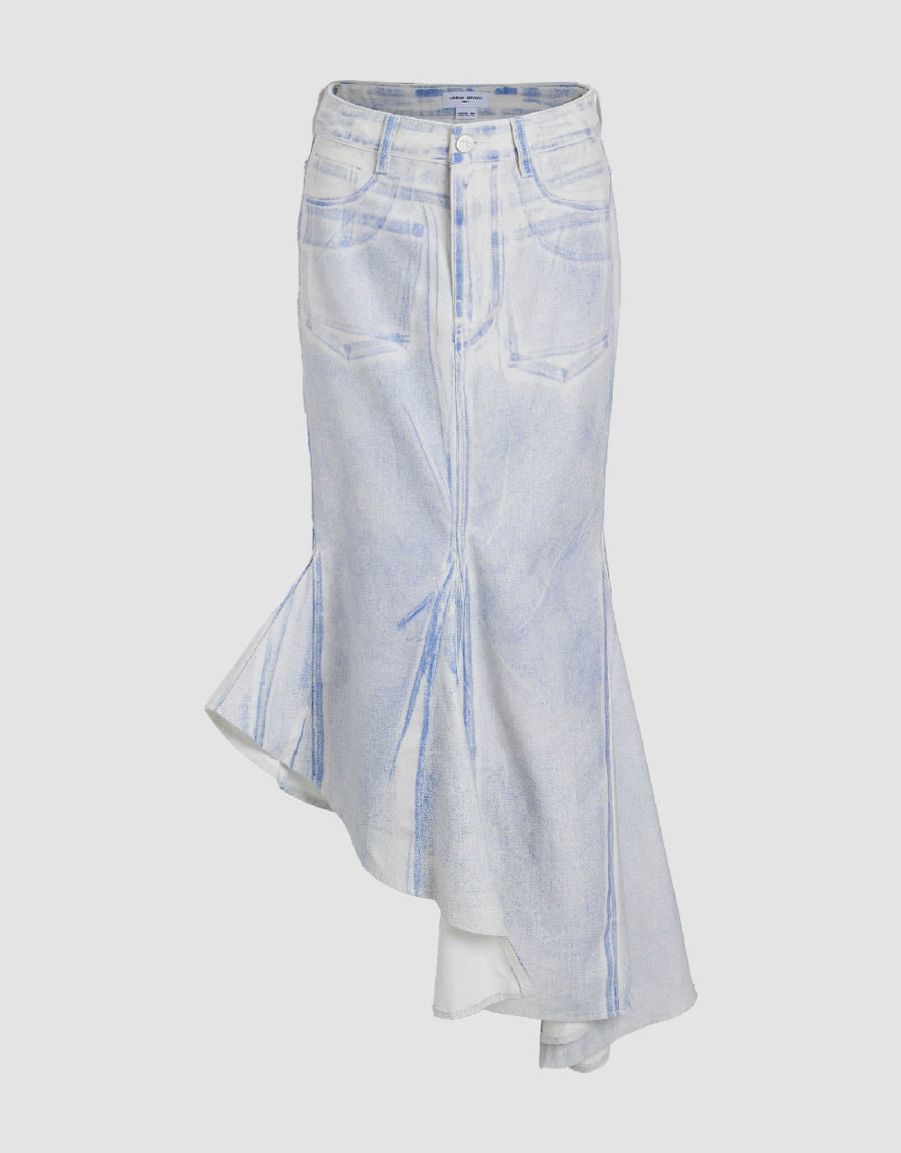 Midi Fishtail Denim Skirt