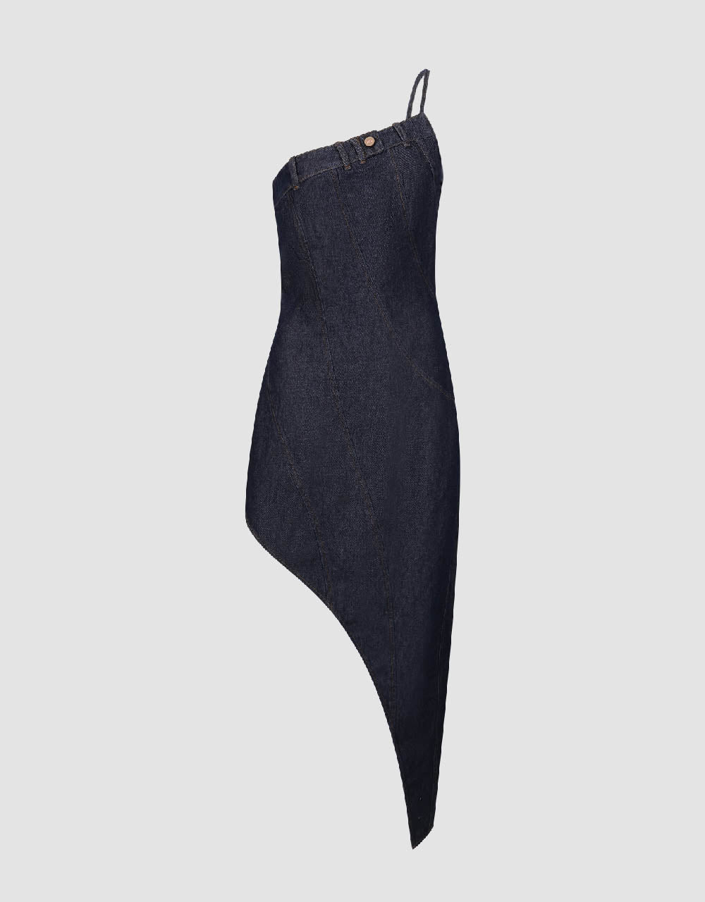 Asymmetric One Shoulder Denim Cami Dress