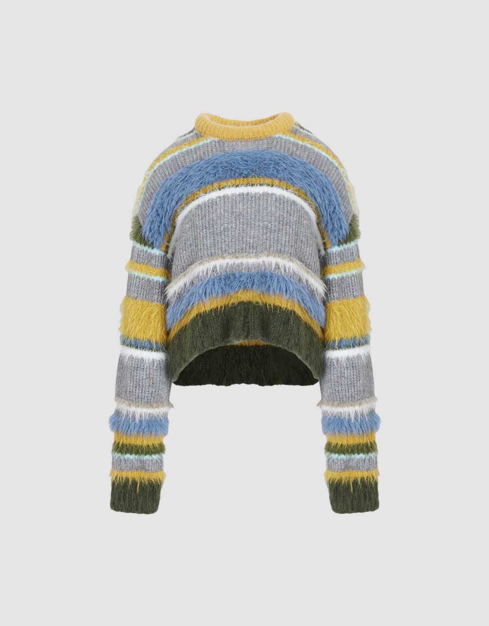 Furry Striped Crew Neck Knitted T-Shirt