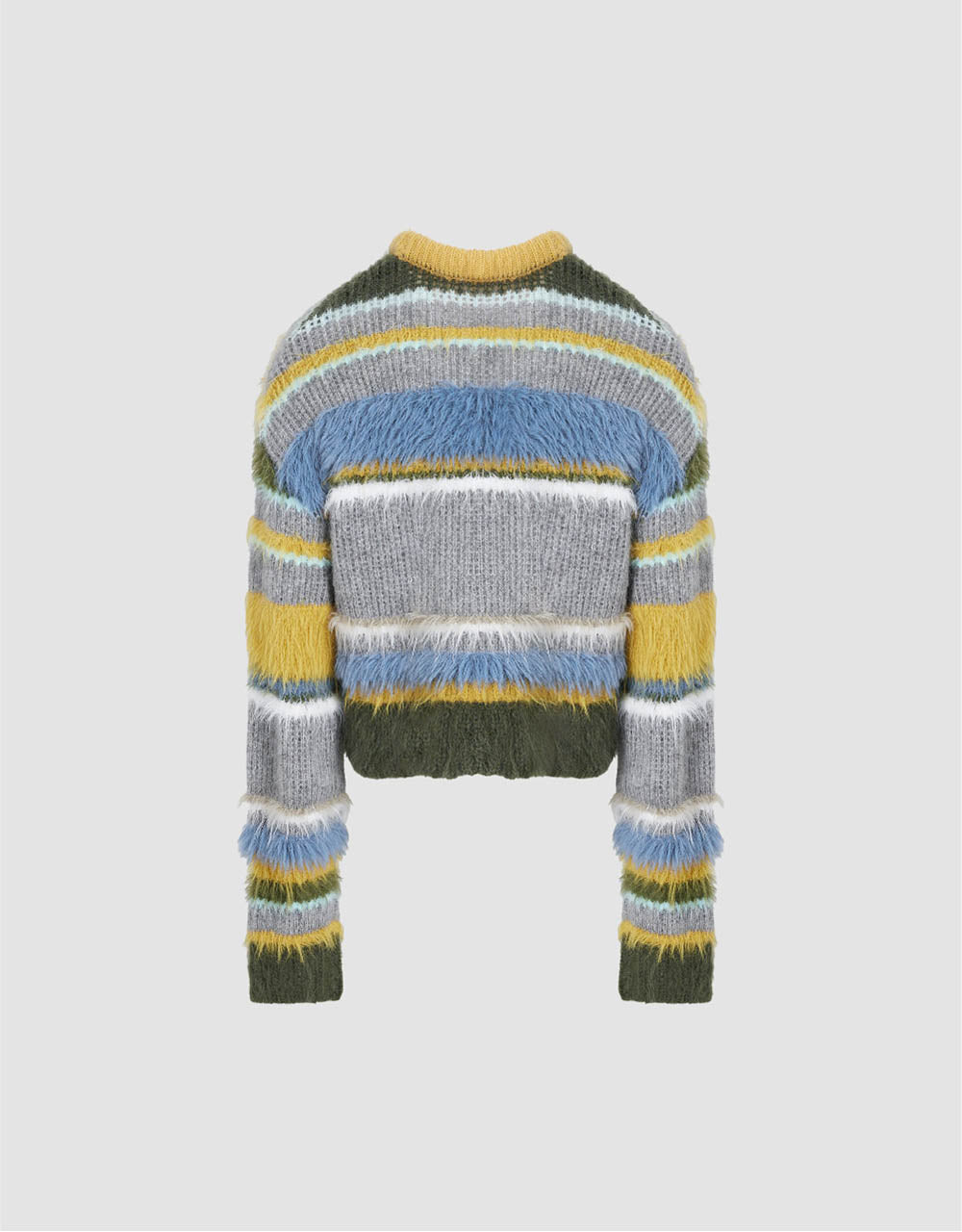 Furry Striped Crew Neck Knitted T-Shirt