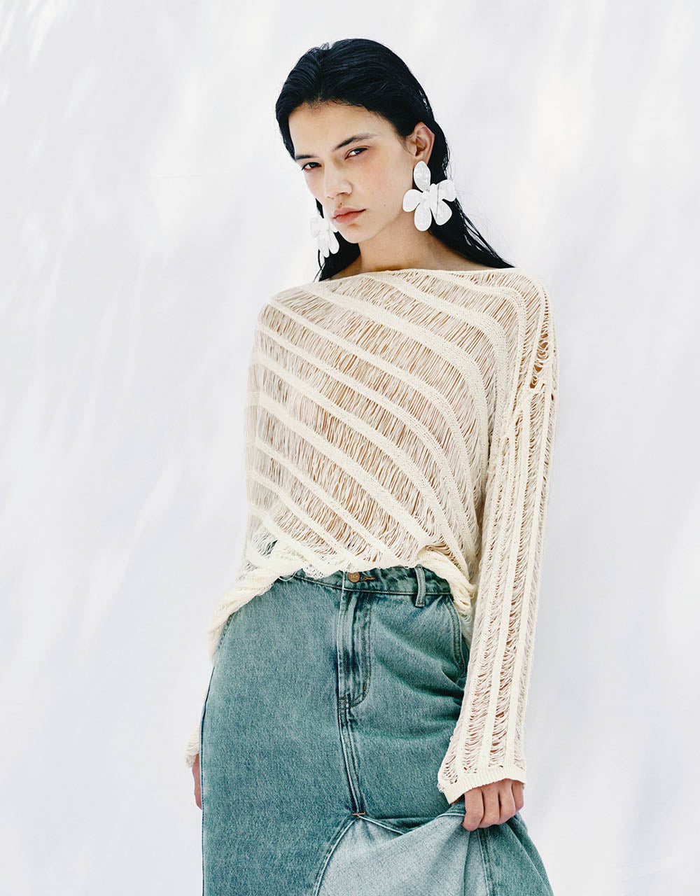 Off-Shoulder Knitted T-Shirt