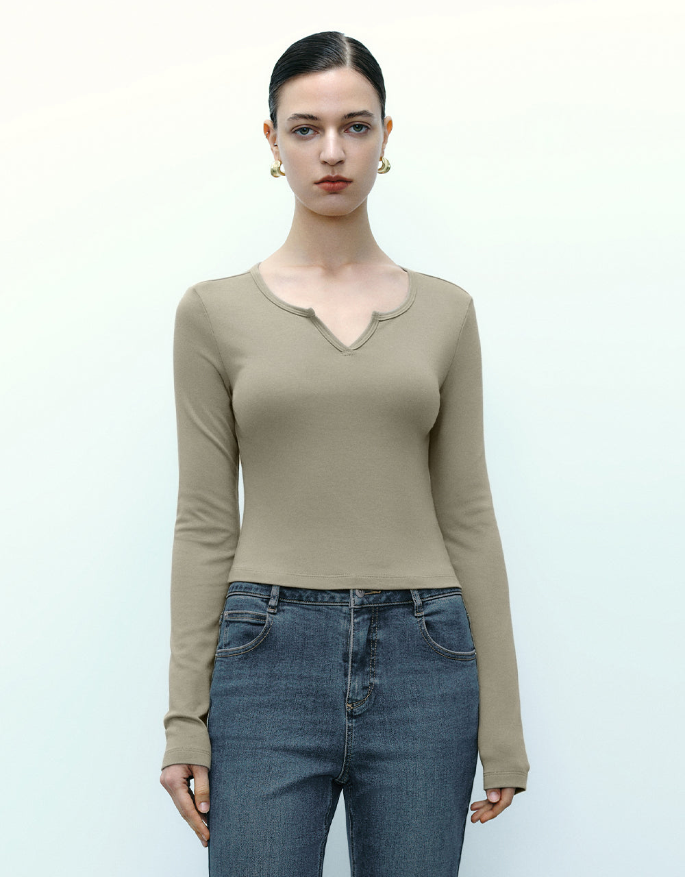 Notch Neck Skinny T-Shirt