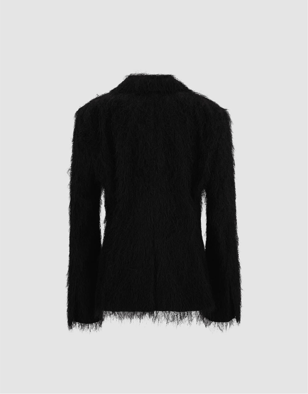 Notch Lapel Furry Blazer