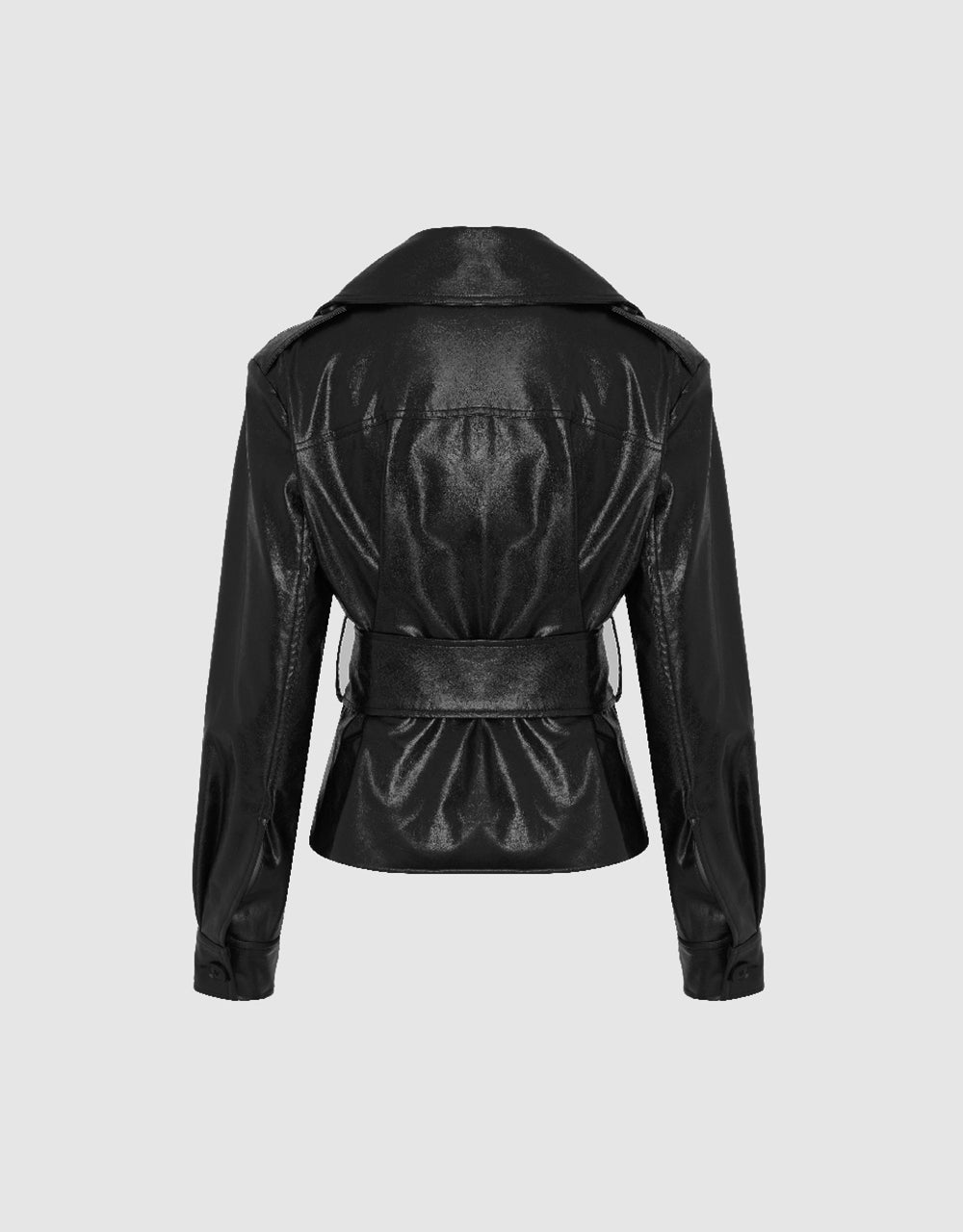 Vegan Leather Jacket With Belt