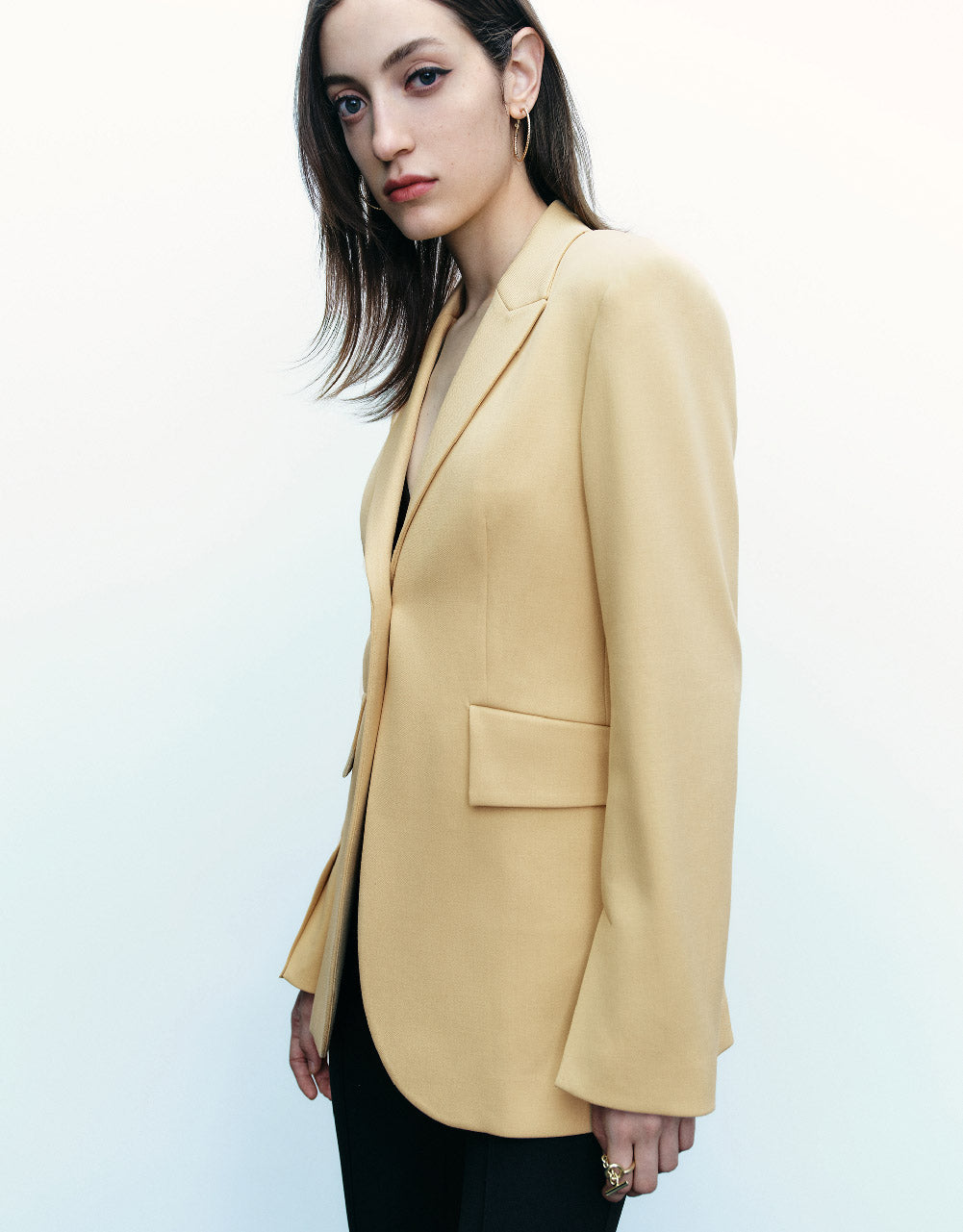 Peaked Lapel Straight Blazer