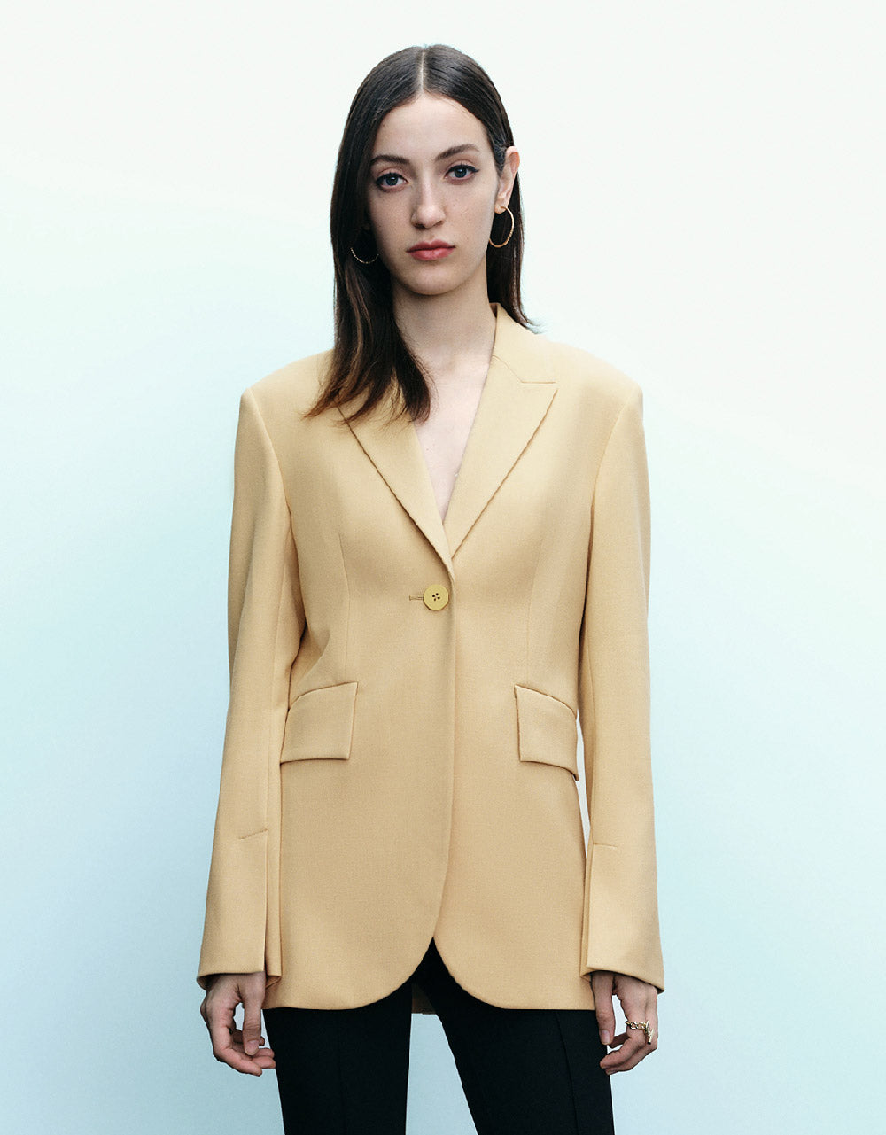 Peaked Lapel Straight Blazer