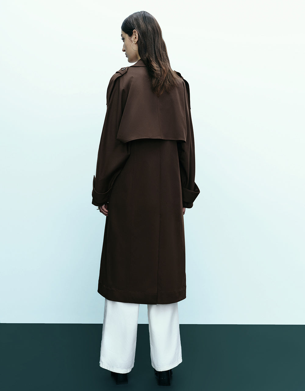 Straight Longline Trench Coat With Belt