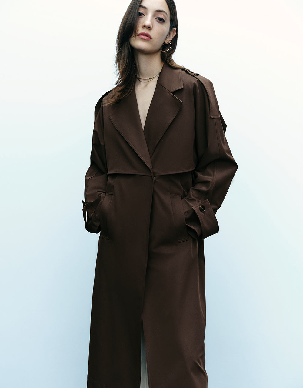 Straight Longline Trench Coat With Belt