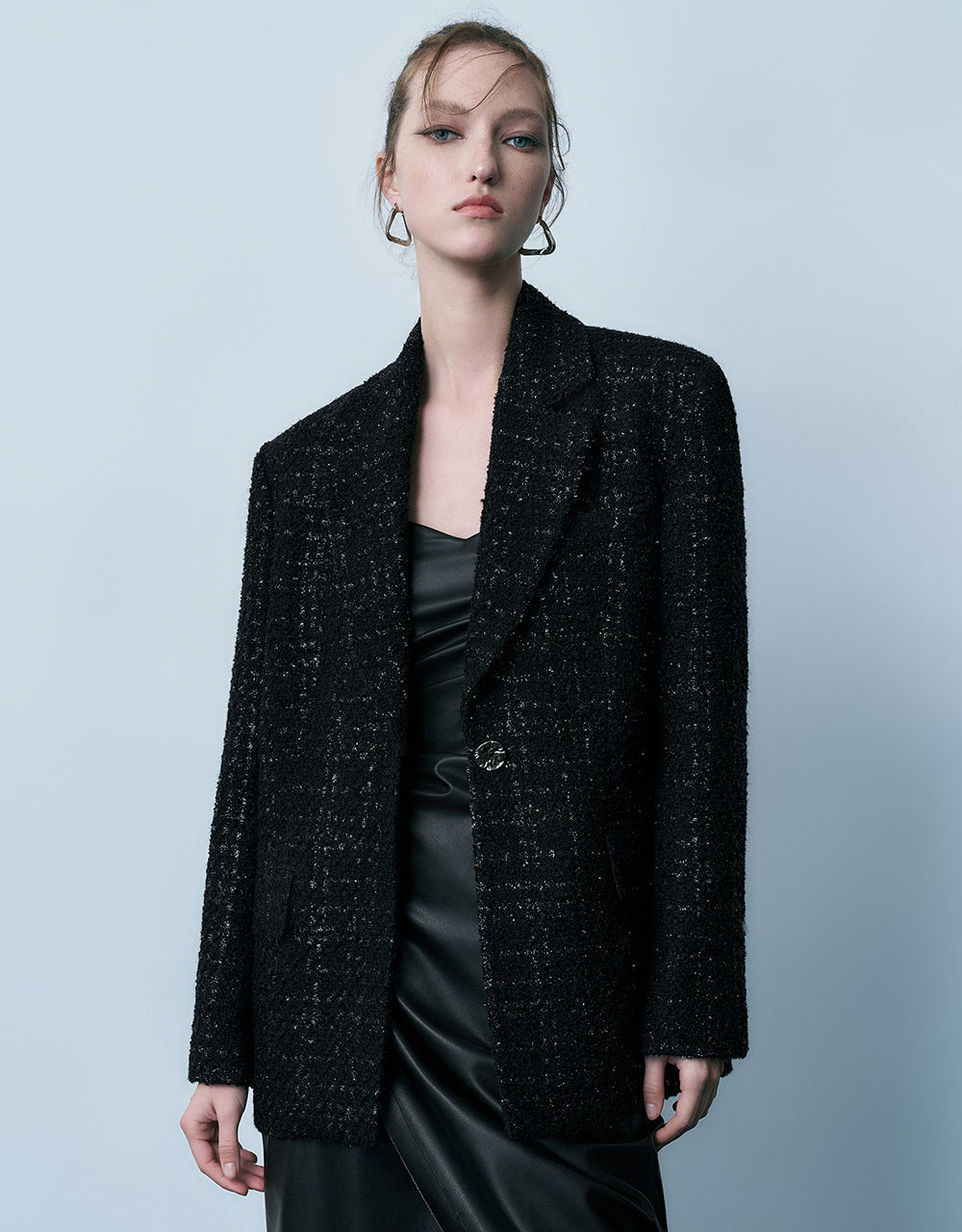 Notch Lapel Tweed Blazer