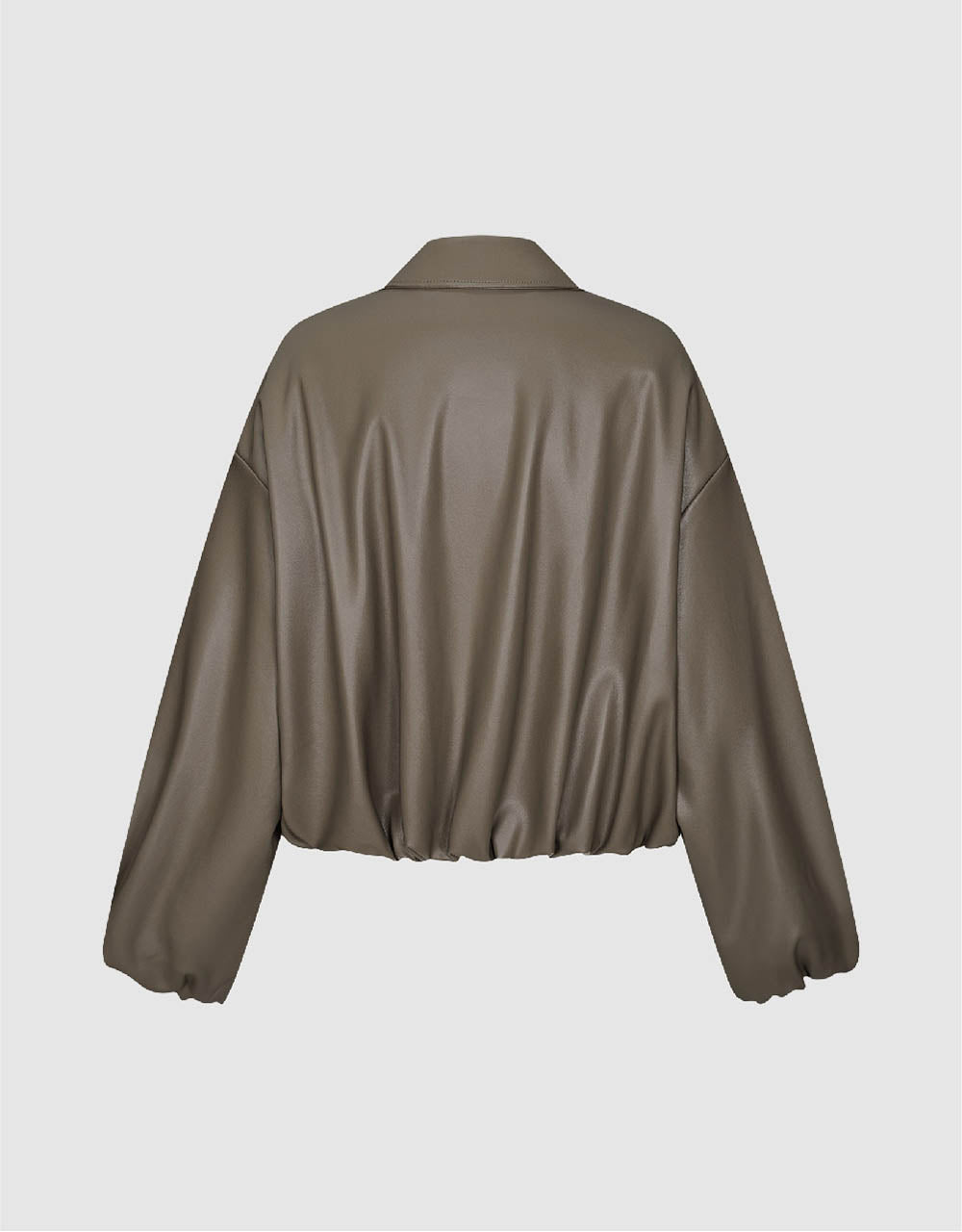 Drop Shoulder Sleeve Vegan Leather Jacket