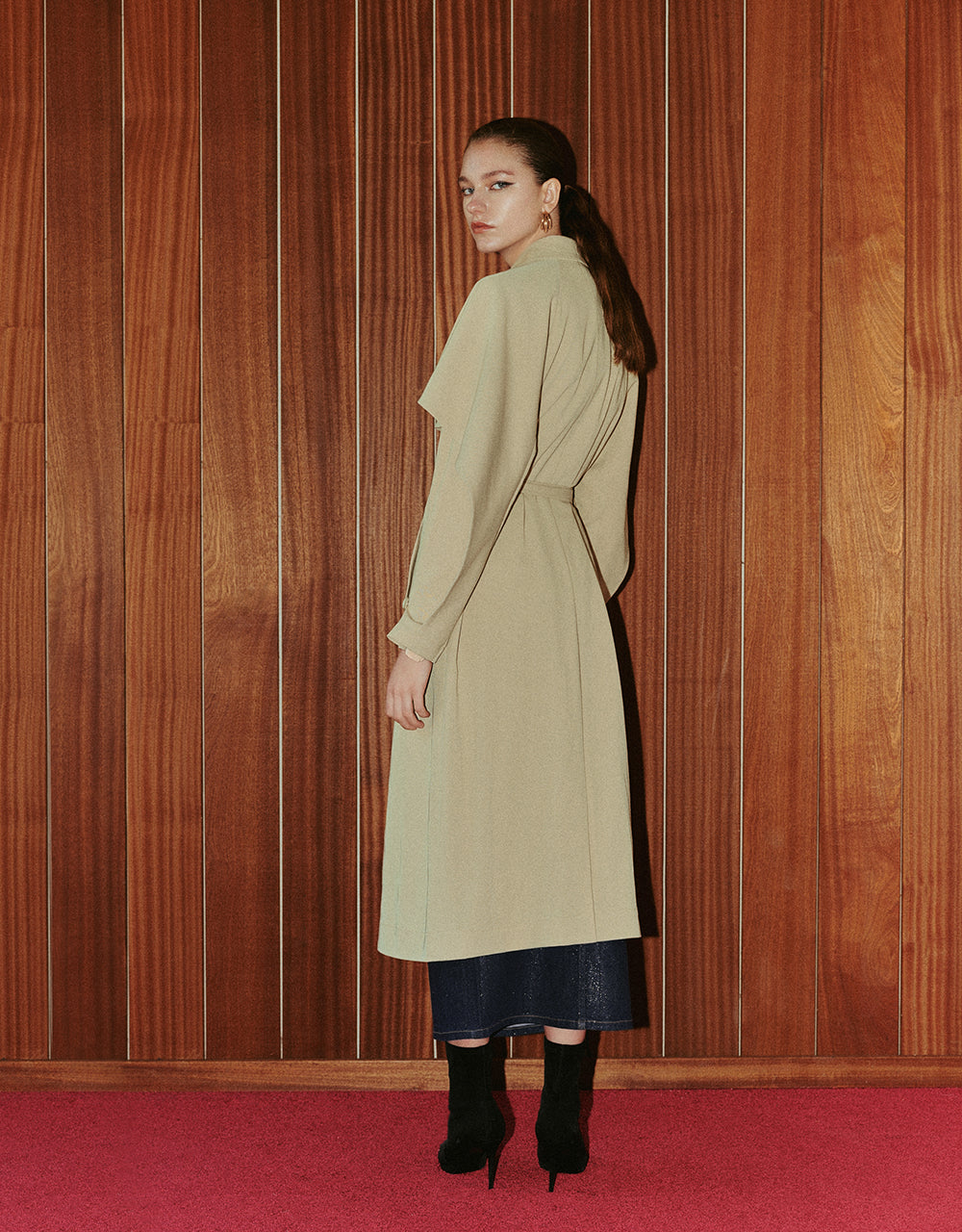 Notch Lapel Trench Coat With Belt