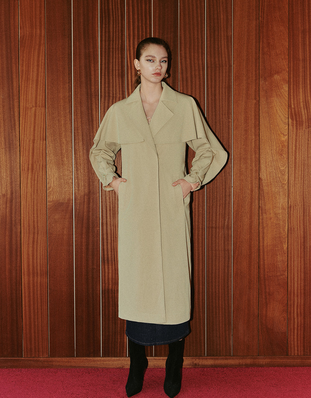 Notch Lapel Trench Coat With Belt