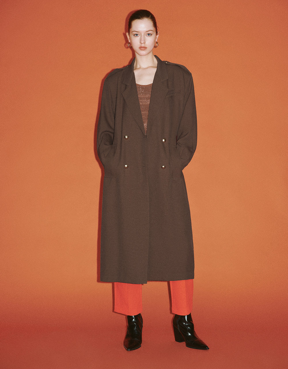 Notch Lapel Trench Coat With Belt