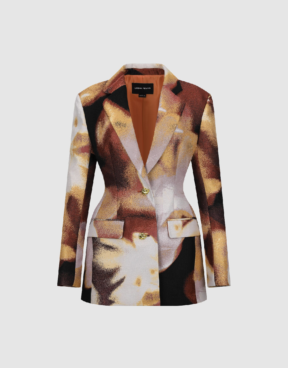 Printed Notch Lapel Tailored Blazer