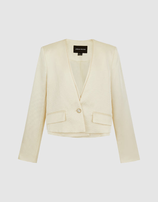 Cropped V-Neck Blazer Jacket