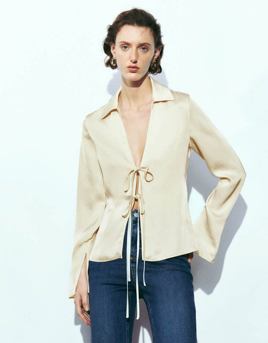 Tie Front V-Neck Jacket