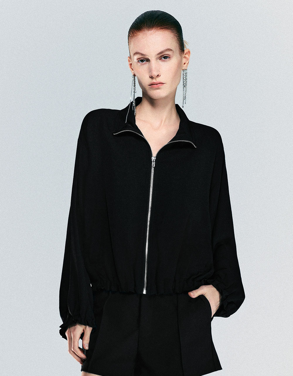 Zipper Front Straight Jacket