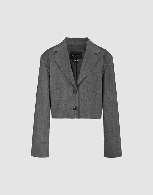 Notch Lapel Cropped Blazer