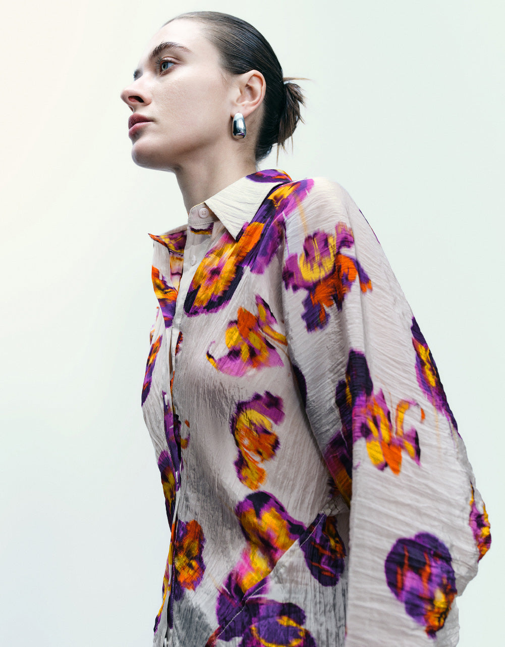 Flower Printed Button Up Shirt