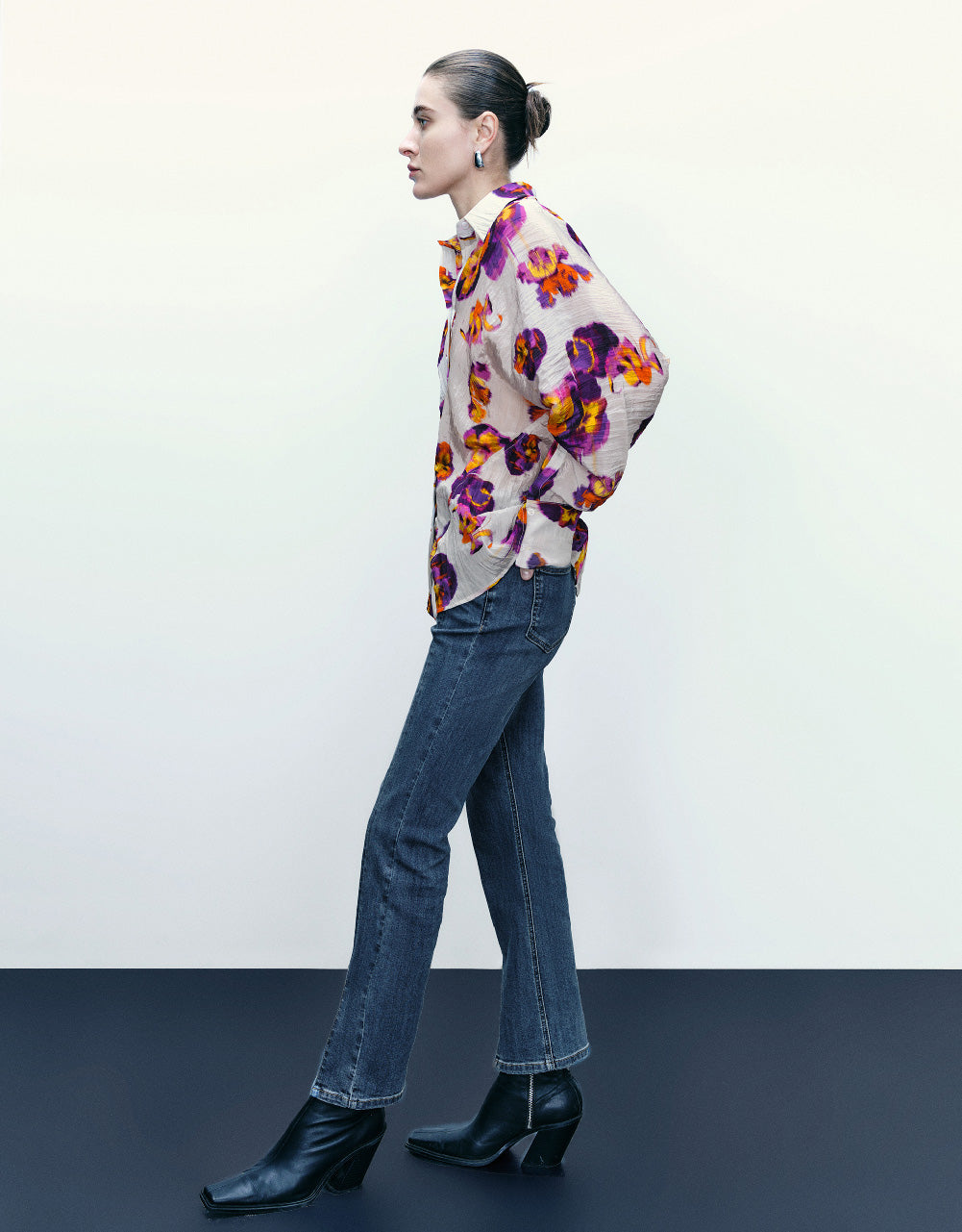 Flower Printed Button Up Shirt