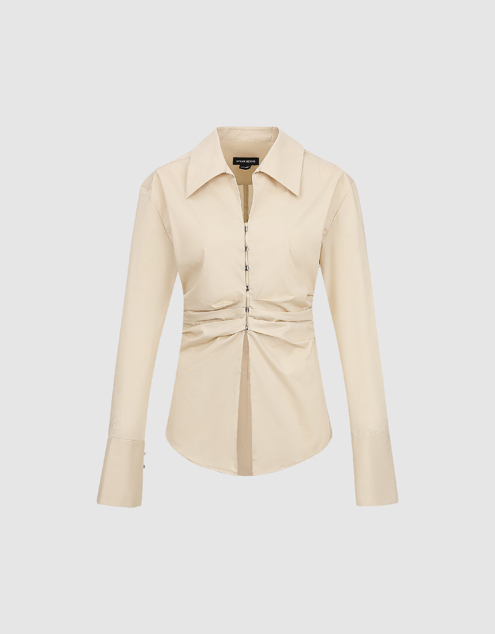 Ruched Lapel Skater Shirt