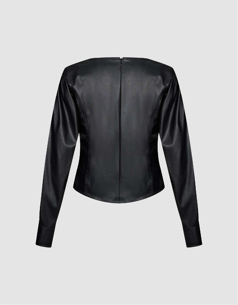 Puff Sleeve Vegan Leather Overhead Shirt