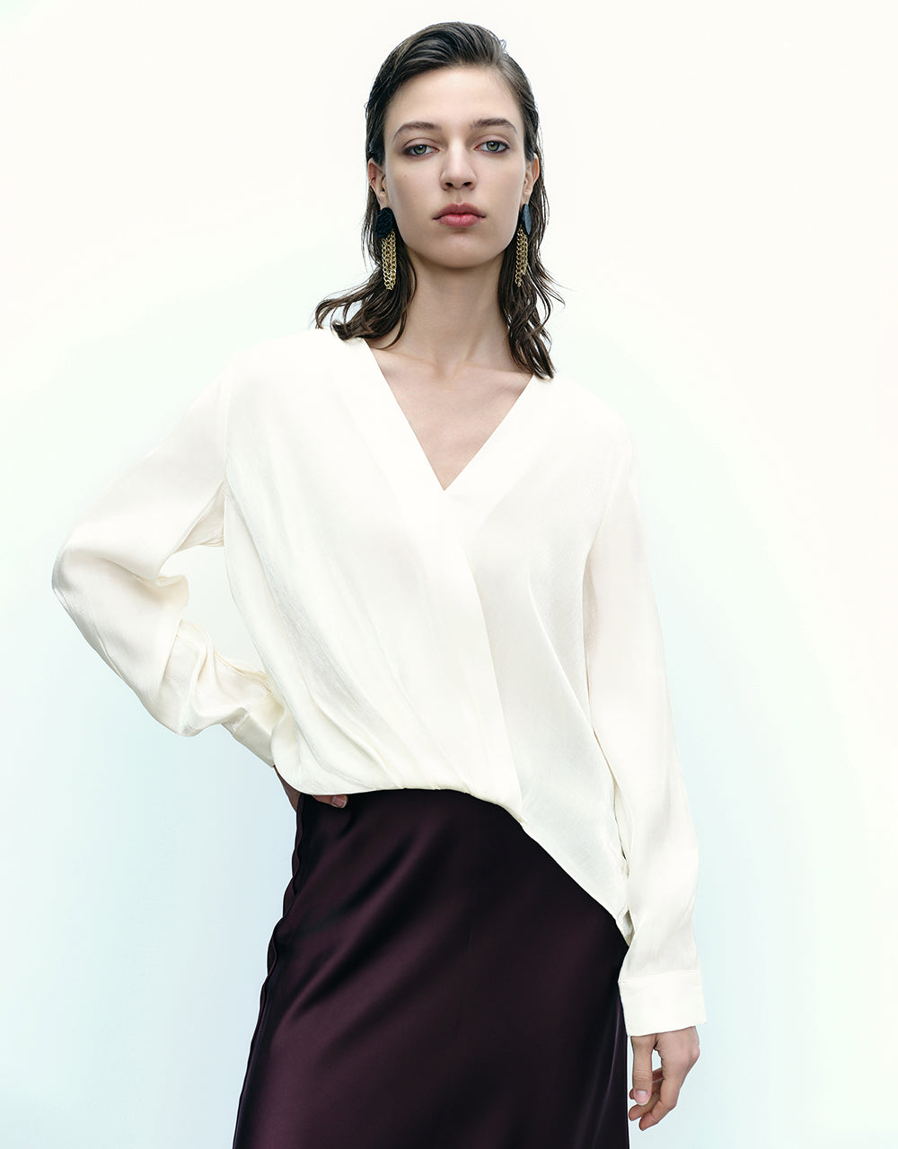 Surplice Front V-Neck Overhead Shirt