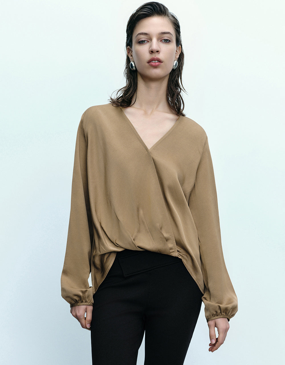 Surplice Front V-Neck Overhead Shirt