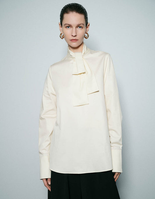 Raglan Sleeve Bow Neck Overhead Shirt