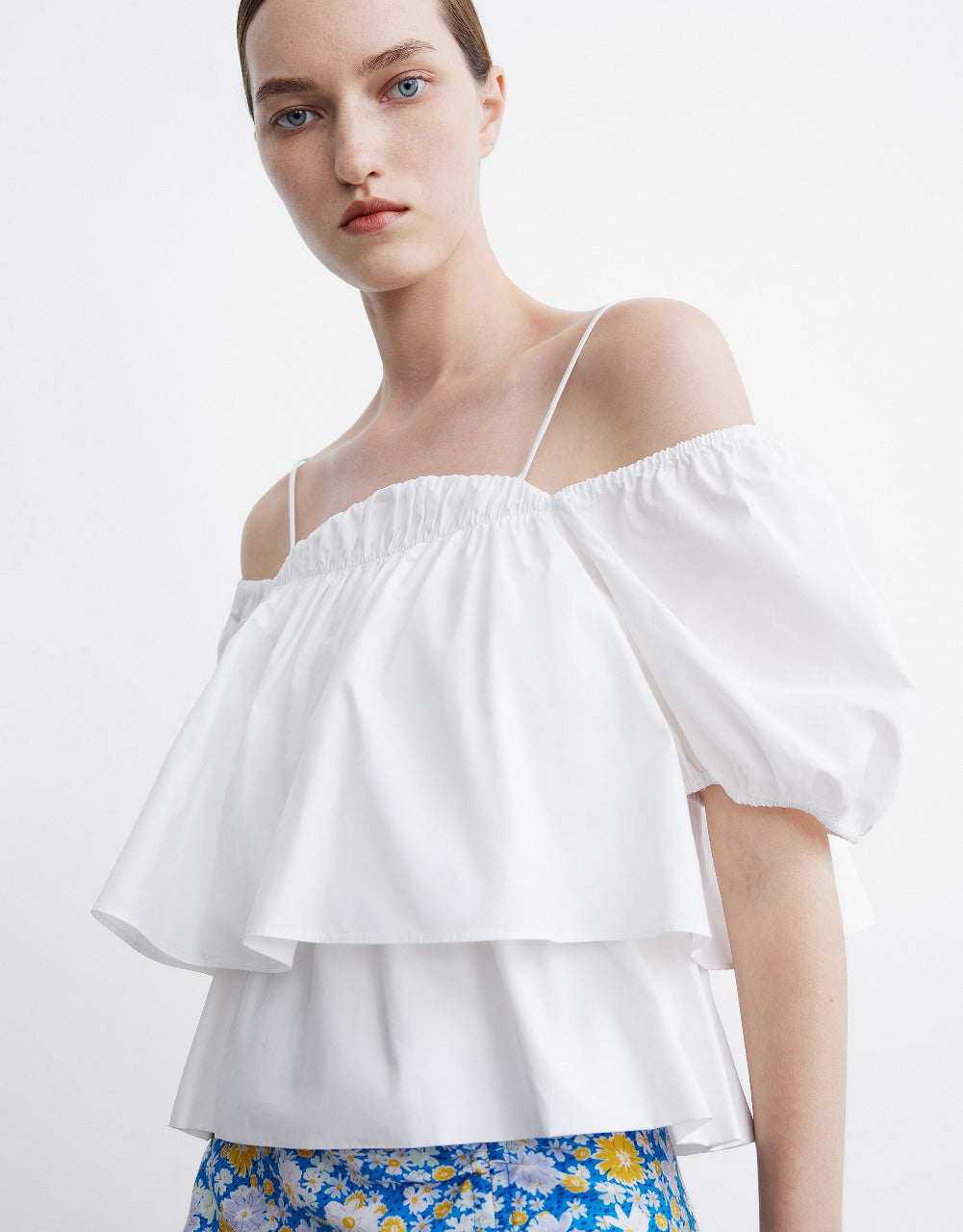 Puff Sleeve Off-Shoulder Overhead Shirt