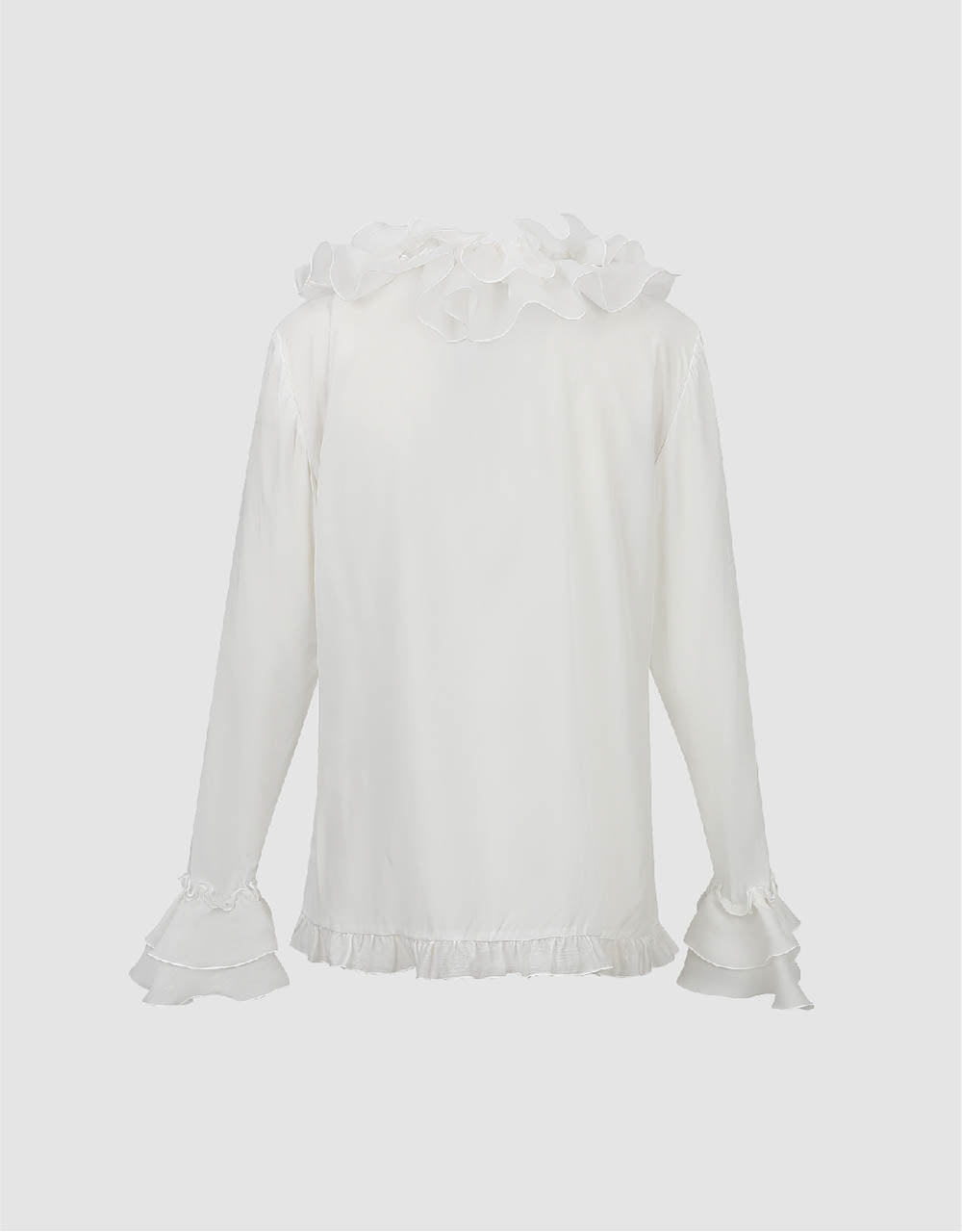 Ruffle V-Neck Tie Front Blouse