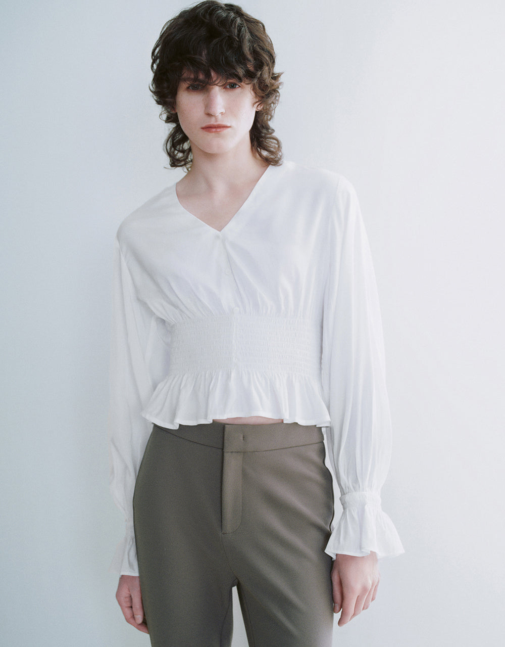 Chiffon V-Neck Overhead Shirt