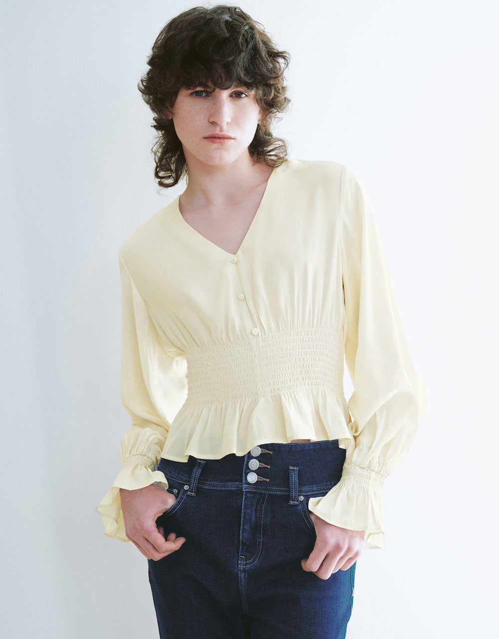 Chiffon V-Neck Overhead Shirt