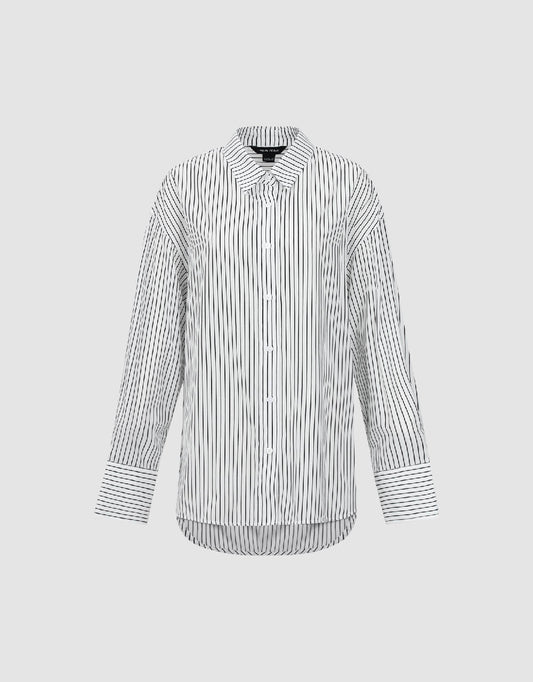 Button Up Striped Straight Shirt