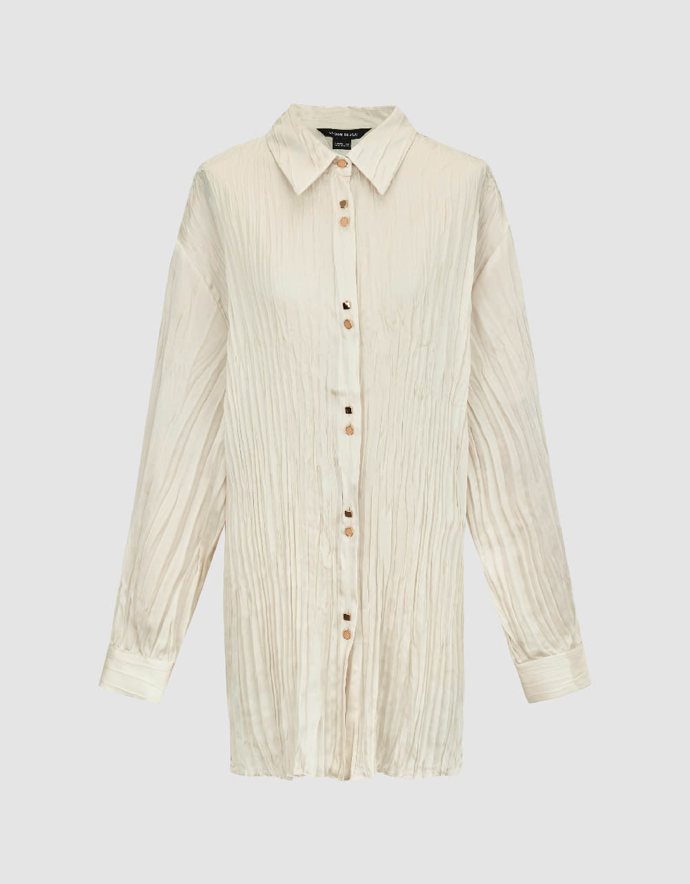 Ruched Button Up Straight Shirt