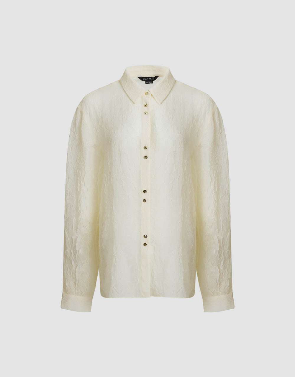 Textured Button Up Straight Shirt